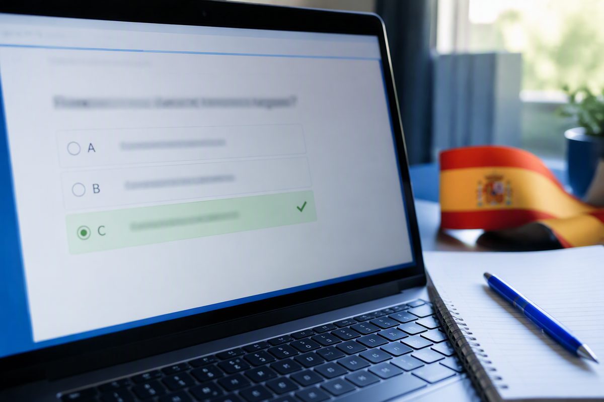Test online de Policía Nacional con tres opciones de respuesta y corrección automática