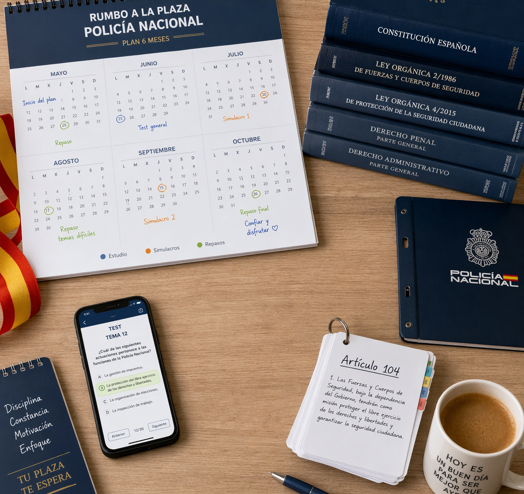 Cómo estudiar el temario de Policía Nacional en 6 meses